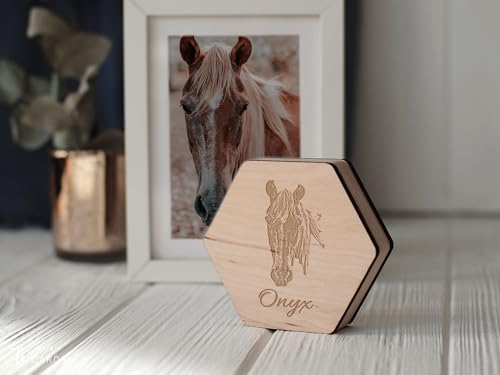 Image of Personalized Pet Hair Keepsake Box for Dog and Cat Fur - Engraved Wood Memorial Box - Unique Customized Gift for Loss of Furry Friend Wooden (Light Diamand Wood Lid, With Photo)