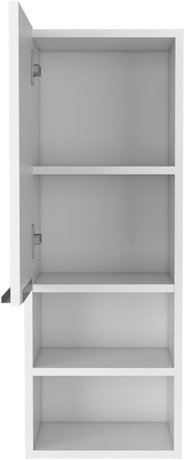 Medicine 32H Single Door Cabinet, 2 Interior Shelves, 2 External Shelves, White