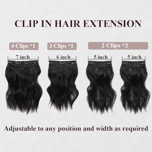 Clip in Hair Extensions 4PCS Black Hair Extensions Clip ins for Women 10 Inch Body Wave Short Wavy Hair Extensions Thick Syntheitc Hairpieces - Image 3