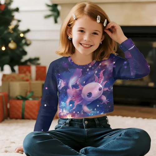 Girls Long Sleeve Sweatshirts Soft Athletic Crop Tops Fall Winter Crewneck Pullover T-shirt Sportswear 5-14 Years4