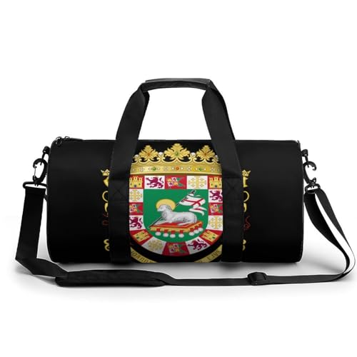Coat of Arms of Puerto-Rico-State Gym Bag for Women Men Travel Duffle Bag Carry on Weekender Tote Bag Lightweight