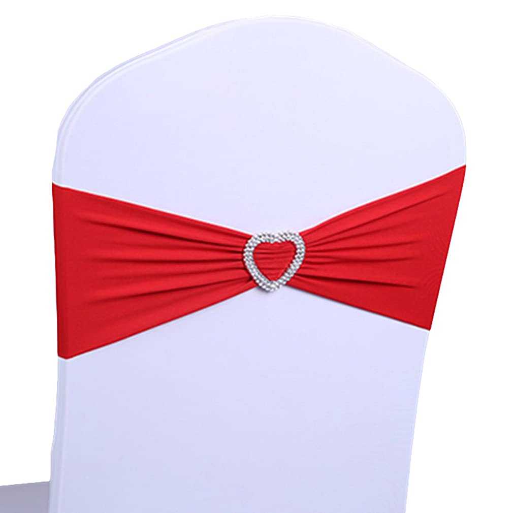 Lazos rojos elásticos para bodas con hebilla corazón, ambientación de salones de banquetes
