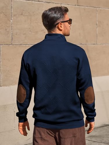 Yousify Mens Quarter Zip Sweatshirts Long Sleeve Stand Collar Casual Pullover Texture Fall Sweatshirt With Pocket3