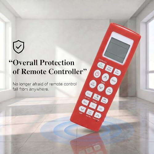 Image of SHOPOFLUX Silicone AC Remote Cover Compatible with LG AC Remote Full Wrap Protective Case with Lanyard [Remote NOT Included] (Red)