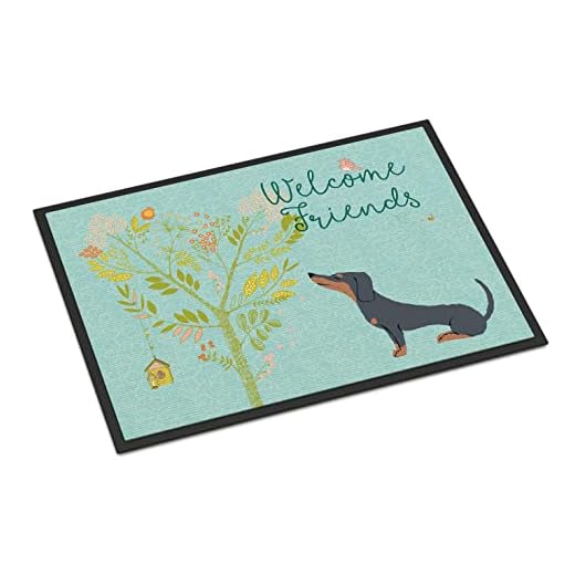 Caroline's Treasures Welcome Friends - Felpudo de Salchicha (24 x 36 cm), Color marrón