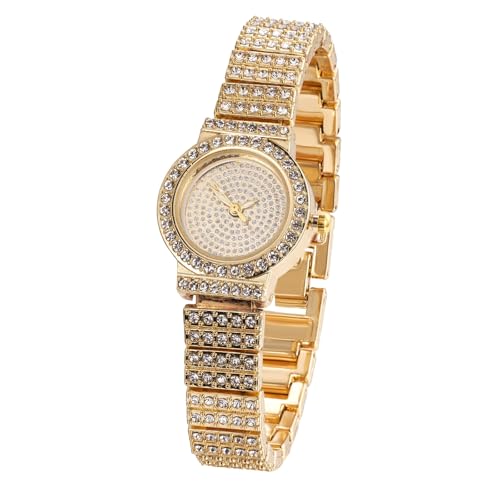 Image of Halukakah Kids' Diamond Watch Sparkling Starry: 18k Real Gold /Platinum Plated,Elegant & Casual Round Dial,Full of Diamonds,Stainless Steel Band Quartz Watch,Present for Boys and Girls