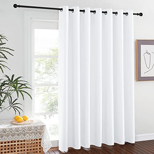 Image of NICETOWN Room Divider Curtain Screen Partition, Vertical Blind for Sling Door, Window Curtain, Privacy Blind for Patio, Extra Wide Drape (White, Single Panel, 10ft Wide x 9ft Long)