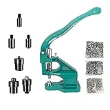 Hand Press Heavy Duty Eyelet Grommet Machine Punch Tool Kit with 3 Dies #0/2/4 and 1500 Pcs Silver Grommets Hole