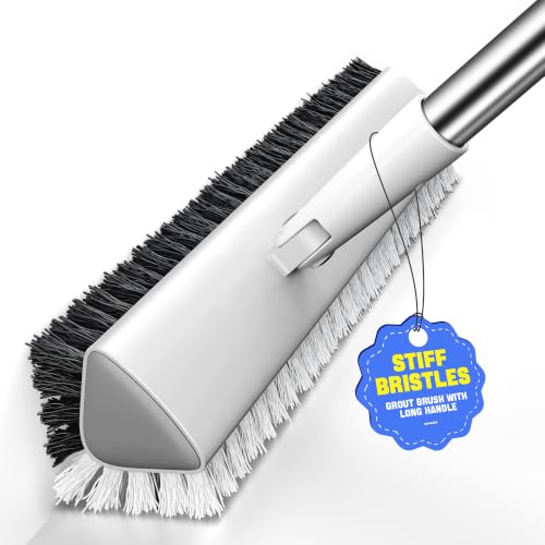 Image of Shower Brush for Cleaning, 2-in-1 Swivel Floor Scrub Brush with Long Handle