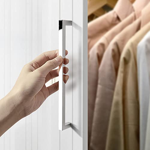 Gobekor 10 Pack Solid Polished Chrome Cabinet Handles 7-1/2 Inch Hole Center Chrome Drawer Pulls, Euro Square Bar Dresser Handles Cabinet Hardware #TOP3