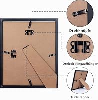 EXYGLO 4er Set Bilderrahmen 13x18 cm mit Passepartout oder 15x20 cm ohne Passepartout, Klassischer Fotorahmen mit Schwarz Holzmaserungsrahmen, Wand- oder Tischaufsteller – Ansicht 4