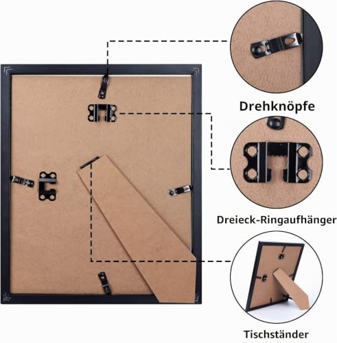 EXYGLO 4er Set Bilderrahmen 10x15 cm mit Passepartout oder 13x18 cm ohne Passepartout… – Ansicht 4