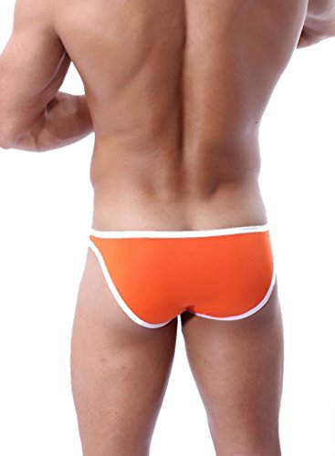 Brave Person Super Soft Nylon Bikini Men's Underwear 1119 (L: 32'', Blue, White, Orange) #TOP5