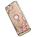 Produktbild Miagon Glitzer Durchsichtig Transparent Blumen Schmetterling Galvanik Silikon Hülle mit 360 Grad Diamant Ring Ständer Strass Schutzhülle für Samsung Galaxy S6 Edge Plus