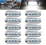 ALFU 10PCS White DC12V-24V 4 LED Side Marker Indicator Lights Lamp Front Rear Tail Clearance Lamp Interior Lights with Chrome Bezel Universial for Auto Car Bus Truck Lorry Trailer Boat Deck Courtesy