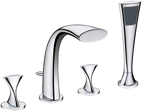 Ultra Faucets UF65340 Twist Collection Two-Handle Roman Bathtub Faucet with Hand-Shower, Chrome