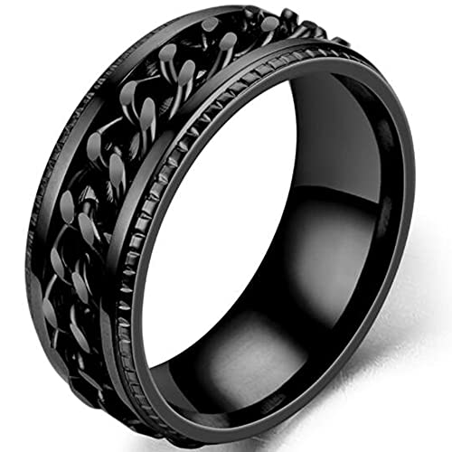 Image of Jude Jewelers 8mm Stainless Steel Chain Inlay Rotating Spin Wedding Band Biker Ring