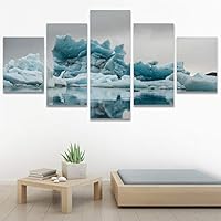 SIGNWIN 5 Panel Canvas Wall Art Modern Art Aerial Contemporary Cool Dramatic Multicolor Nature Photography Snow for Home Decorations Ready to Hang - 60
