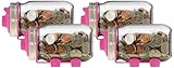 Jarware Piggy Bank Lid for Regular Mouth Mason Jars, Pink (Pack of 4)