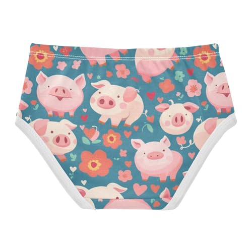 Wusikd Cute Pink Pigs Girls' Underwear Cotton Colorful Hearts Girls Briefs Soft Toddler Underwear 2T2
