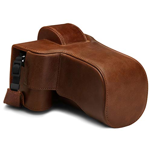 MegaGear Ever Ready Genuine Leather Camera Case Compatible With Nikon Z50 (50-250MM) - Brown