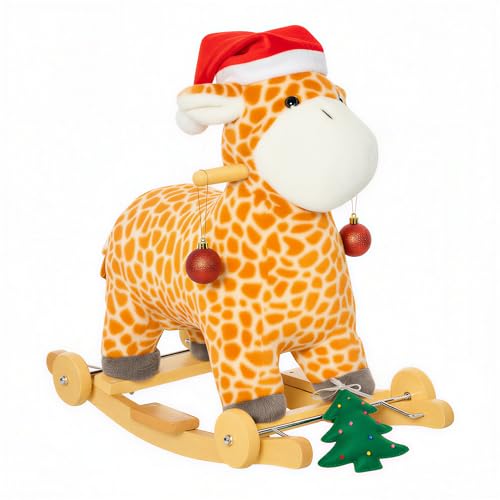 HOMCOM Jouet Bascule Girafe avec Fonction Sonore