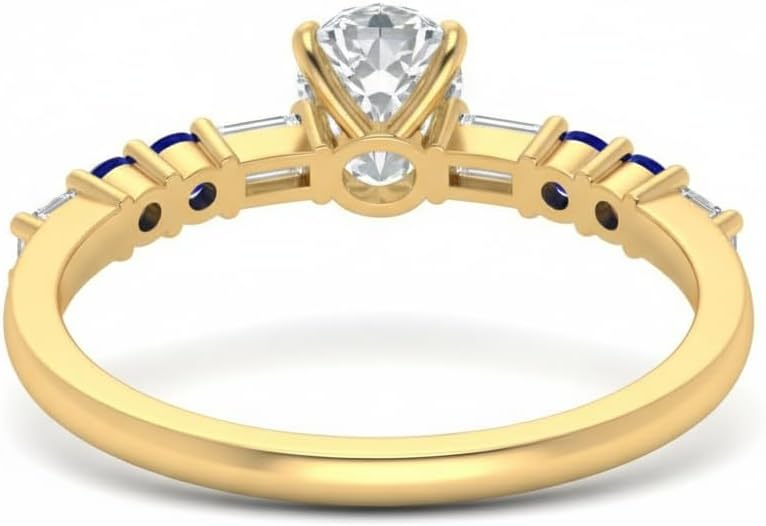 Choose Your Gemstone Vintage Classic Engagement Ring Yellow Gold Plated Oval Shape Side Stone Engagement Rings Matching Jewelry Wedding Jewelry Easy to Wear Gifts US Size 4 to 12
