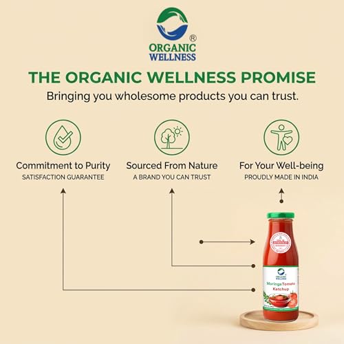 Image of Organic Wellness Moringa Tomato Ketchup 350g | 100% Natural | 85% Fresh Tomatoes | No Chemicals, No Added Colors, No CornStarch, No Oils, No Preservatives, No Thickeners (Pack-2)