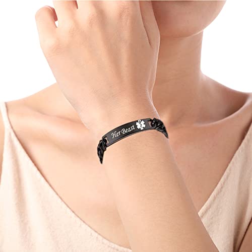 Kurafeel 8Mm Large Cuban Chain Custom Medical Alert Bracelets For Women Men Kids, Personalized Medical Id Bracelets Wristband Medical Emergency Bracelet Gold/Silver/Black For Girls Mom Mother Father #TOP5