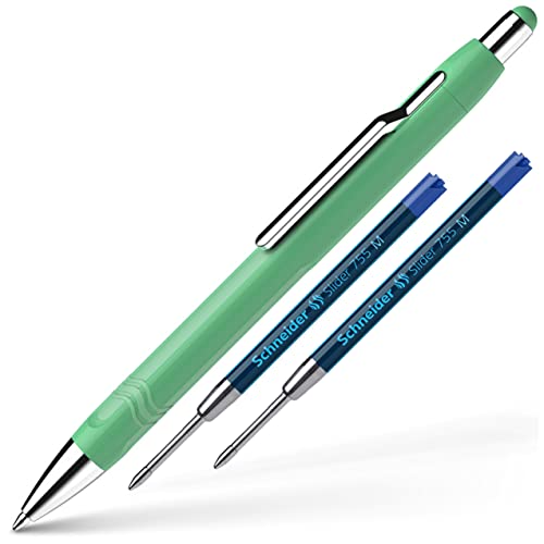 Schneider Epsilon Druckkugelschreiber (Strichstärke XB, Schreibfarbe: blau, dokumentenechte Mine) (mintgrün + 2 Minen)