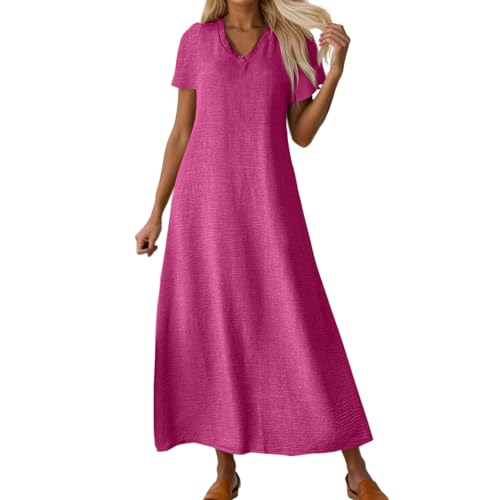 Robe longue en lin pour femme style bohème décontractée pour l'été