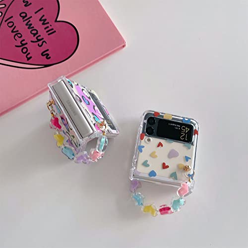Coque fleur Samsung Z Flip 4 chaîne transparente idée cadeau mignon