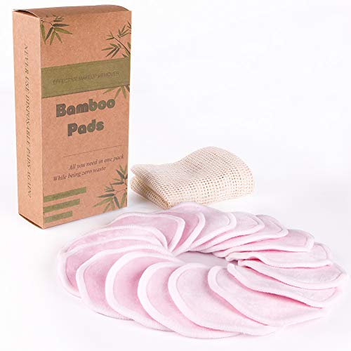 16 Packs Reusable Makeup Remover Pads NIAGUOJI Eco-Friendly Cotton Pads Zero Waste Make Up Pads Bamboo Pads with Laundry Bag Reusable Cotton Pads for Eyes and Face for All Skin Types