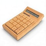 Solar Taschenrechner aus Bambus, Doppelstrom 12 stelliger Desktop Rechner mit großen Tasten und klarem Display fü ...