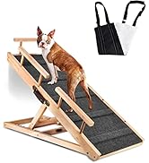 Seeutek Dog Ramp Wooden Folding Pet Cat Ramp with Non-Slip Mat, 40" Long and 6 Levels Adjustable ...