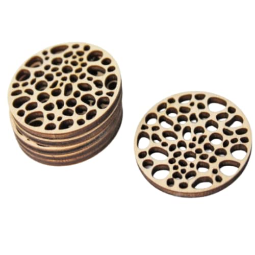 ALL SIZES BULK (12pc to 100pc) Unfinished Wood Wooden Laser Circle with Pebble Cutouts Dangle Earring Jewelry Blanks Shape Crafts Made in Texas
