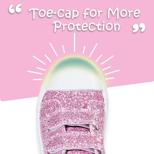 Image of K KomForme Toddler Sneakers Girls Shoes with Dual Hook and Loops | Comfortable, Lightweight
