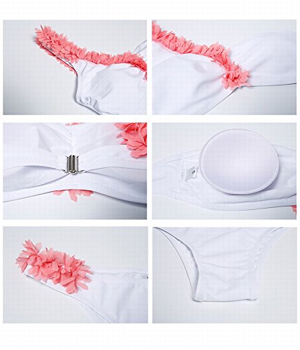 Bikini une épaule fleur maillot de bain style sexy split blanc - 3