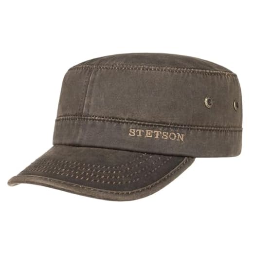 Stetson Datto Armycap Casquette Militaire Oilskin UV 40+ Strapback Coton Polyester Antik Made in EU Hommes Ete Hiver