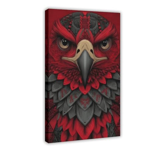 Décorations géométriques d'aigle poster toile thème raptor rouge gris gothique 30x45