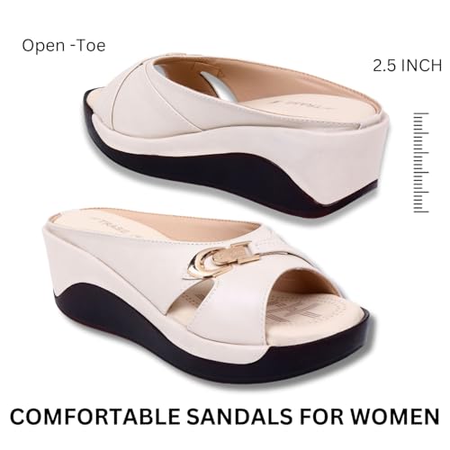 TRASE Women's Fashion Sandal, Faux Leather, Comfortable and Stylish Wedges| Soft Cushion Footbed For Women & Girls | For Casual Wear & Formal Wear Occasions 2.5 inches heel - Image 4