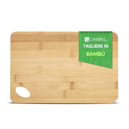 CABBEL Tagliere in bambù 20x15 cm – Compatto ed ecologico con manico – Doppia faccia, igienico e durevole – Ideale per frutta, verdura, formaggi e snack