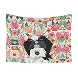 Xsovgoi Dog Blanket Bernedoodle Dogs Floral Boho Flowers Soft Warm Flannel Throw Pet Blankets for Dogs Cats Medium