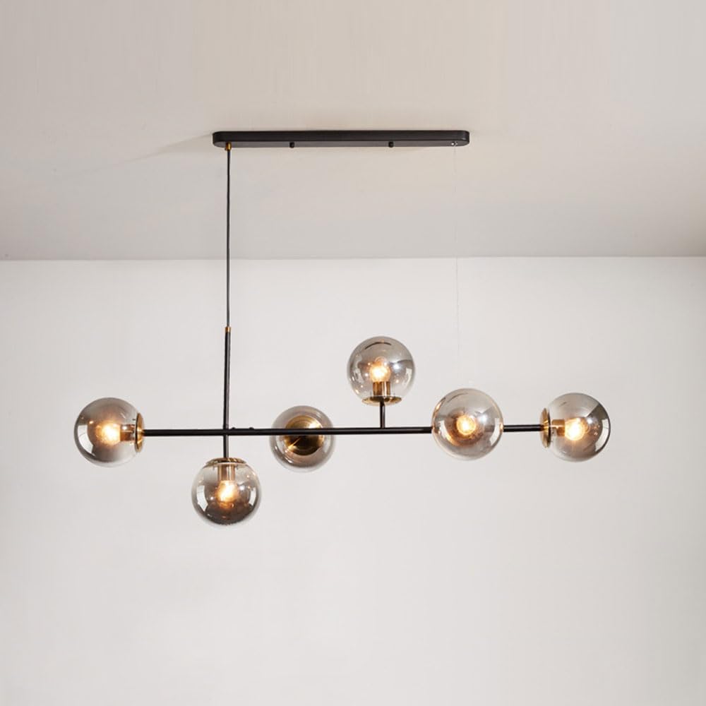 KXEcoLife Ceiling Pendant Light Fixture 6 Lights Modern Glass Hanging Lamp Nordic E27 Adjustable Chandelier with Globe lampshade Lighting for Living Room Bedroom Kitchen