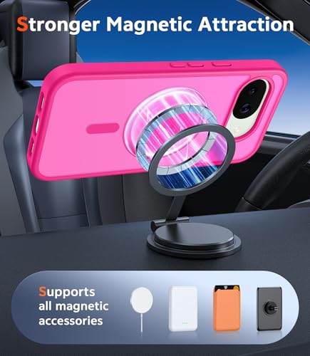 Image of FNTCASE for Google Pixel 10A Case: Frosted Translucent with Screen Protector Shockproof Phone Cover - Matte Military Grade Full Protection Drop Proof TPU Rugged Sturdy Cases - 6.3 inch(Hot Pink Soild)