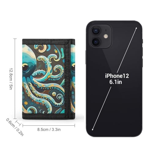 Abstract Octopus Slim Wallets for Men Money Clip Card Holder Wallet Men's Trifold Wallet And Coin Pocket2