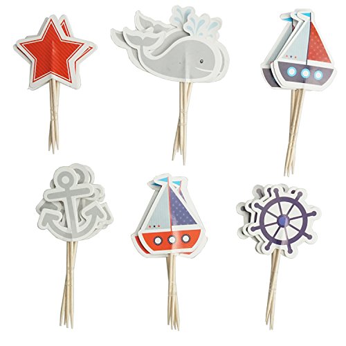 Nautical Cupcake Toppers Whale Cake Decorations For Baby Shower Wedding Birthday Party 24 Counts By Gocrown? #TOP2