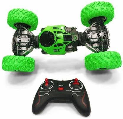 Qualimate 4 Wheel Remote Control Double-Sided Stunt Racing Moka 4-Wheel Drive Off-Road Rock Crawler, 4WD Stunt Racing 2.4 GHz RC car for Kids, Double-Sided Flips and Tricks Car Toys