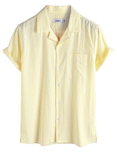Image of VATPAVE Mens Striped Summer Shirt Casual Button Down Short Sleeve Beach Shirts Cotton Shirts for Men