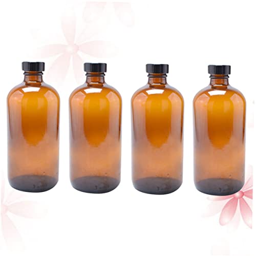 Ciieeo 4piezas Botellas De Vidrio Marrón Boston Redondas Tapa De...